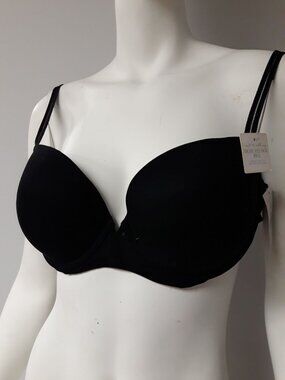On Gossamer Demi Plunge Bra Black Size 32 DD NEW WITH TAGS!